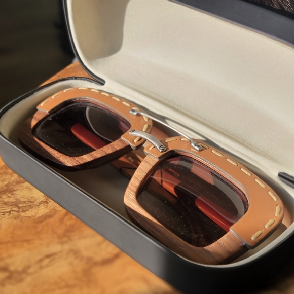 Vintage Prada Sunglasses with leather accent Y2K - Picture 6 of 8